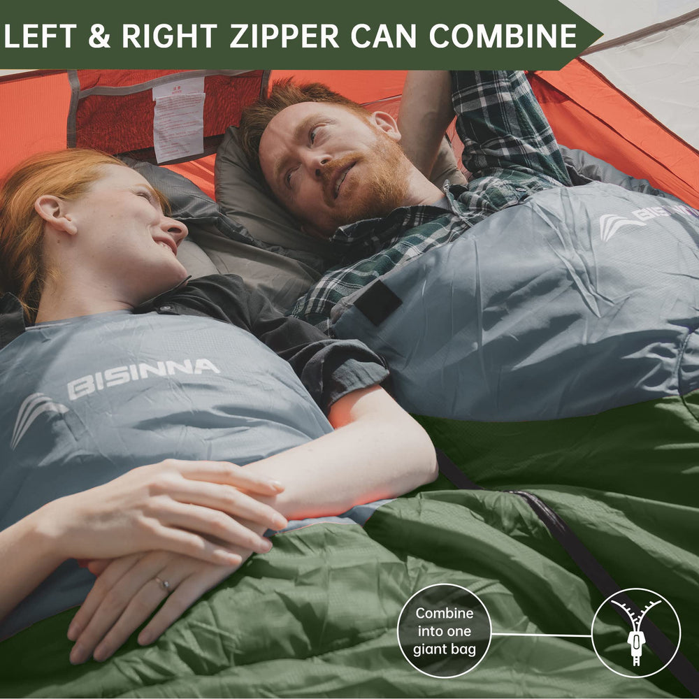 BISINNA sleeping bag in-use at night for restful warmth
