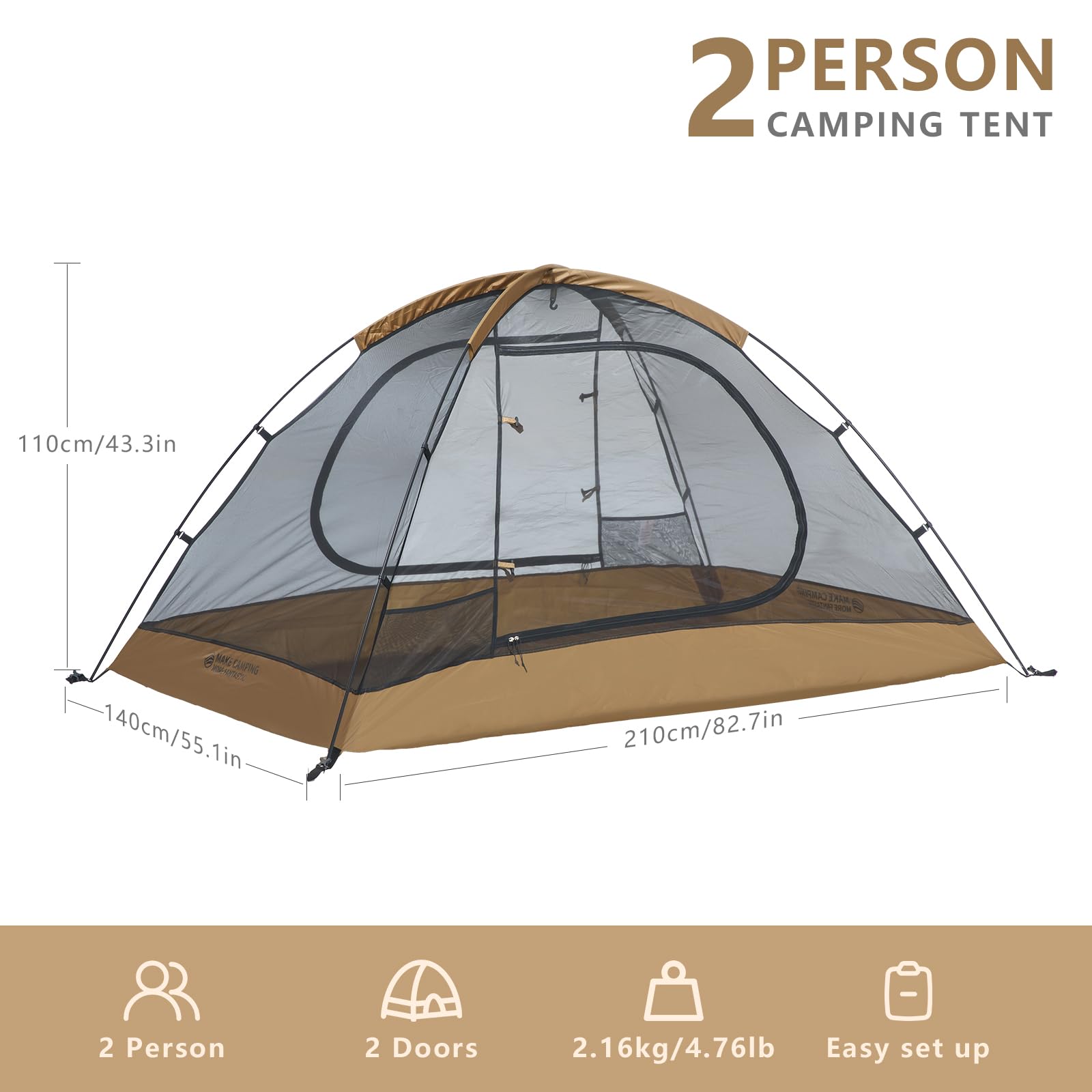 BISINNA tent aluminum poles provide wind stability on trails