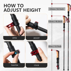 BISINNA cork-handled trekking poles close-up showing moisture-wicking grip.