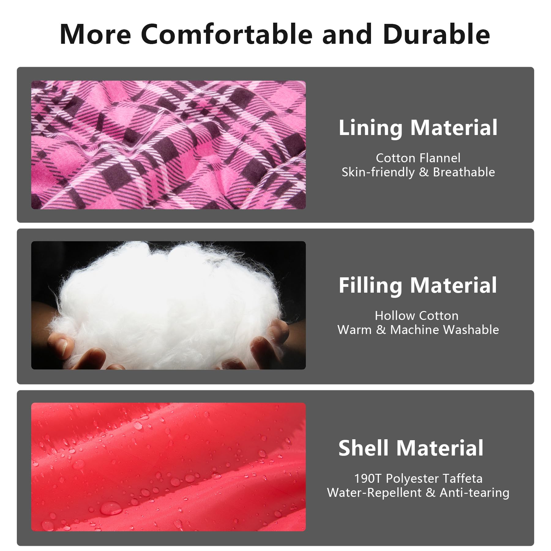 BISINNA draft-tube zipper area preventing cold air for cozy night under stars.