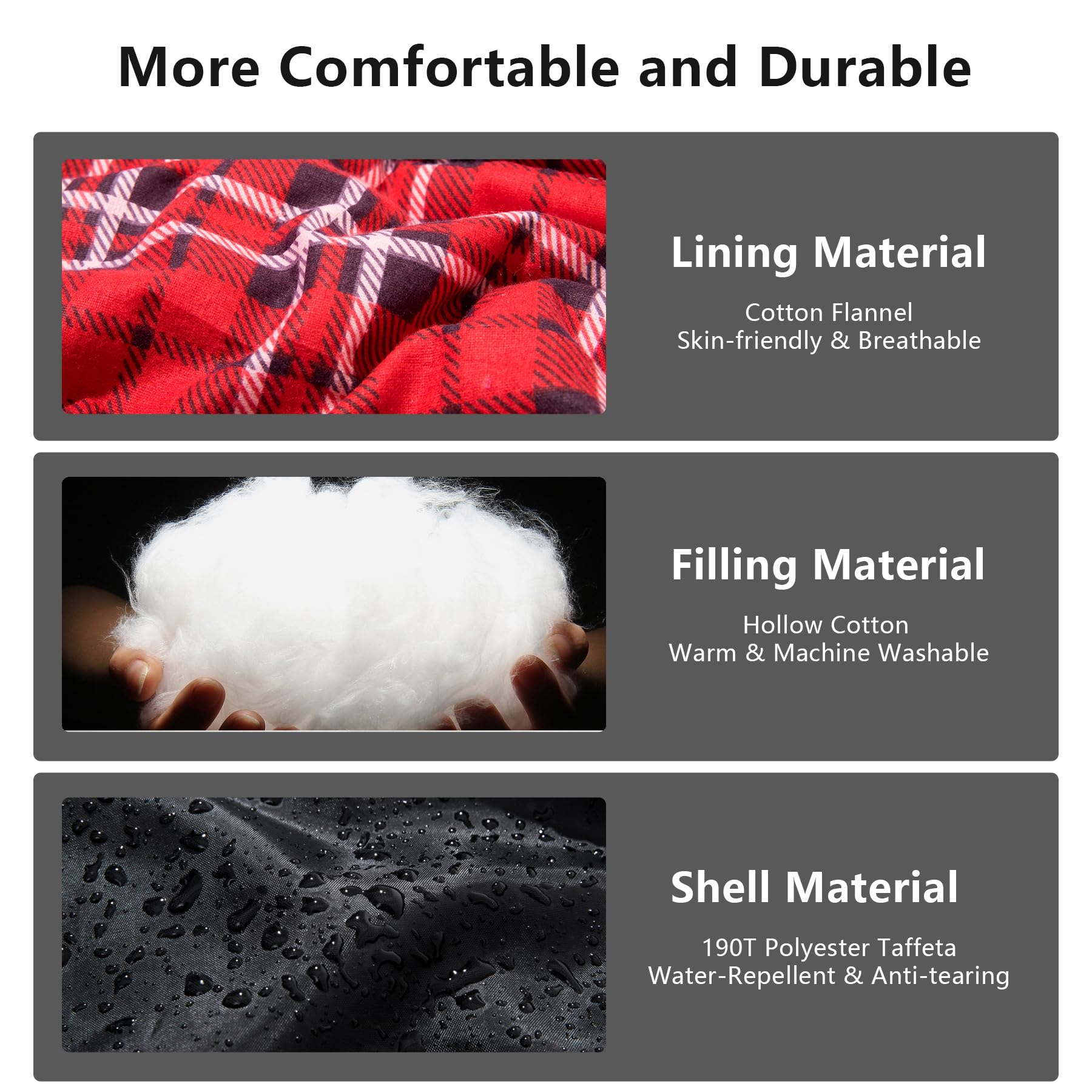BISINNA envelope sleeping bag warmth helps keep you cozy on cool nights outdoors.