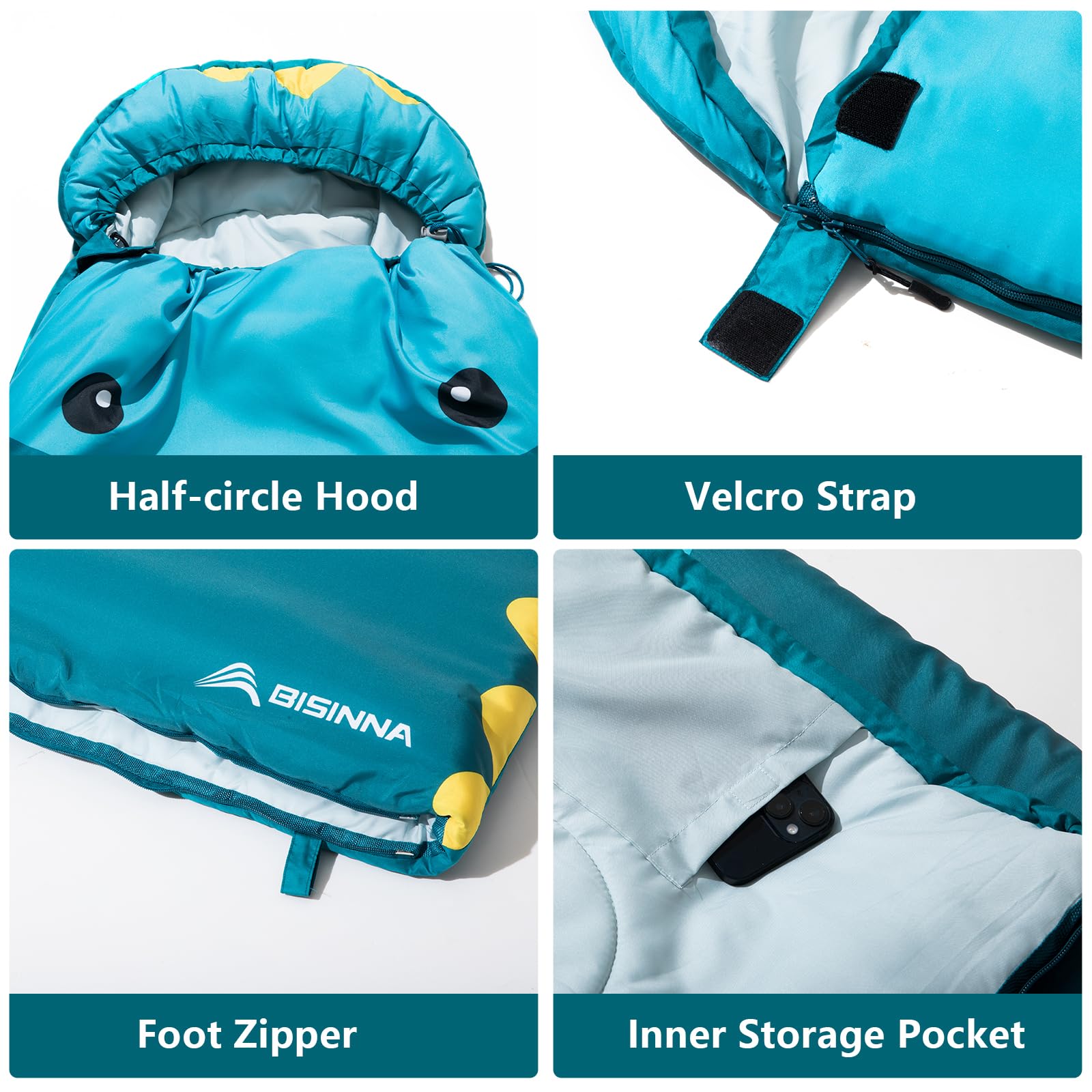 BISINNA kids sleeping bag opened-blanket demonstrates versatile indoor and outdoor use