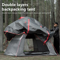 BISINNA 2-person tent with door open, highlighting spacious interior and access.
