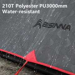 BISINNA 3-person tent vertical walls interior, emphasizing headroom and storage.