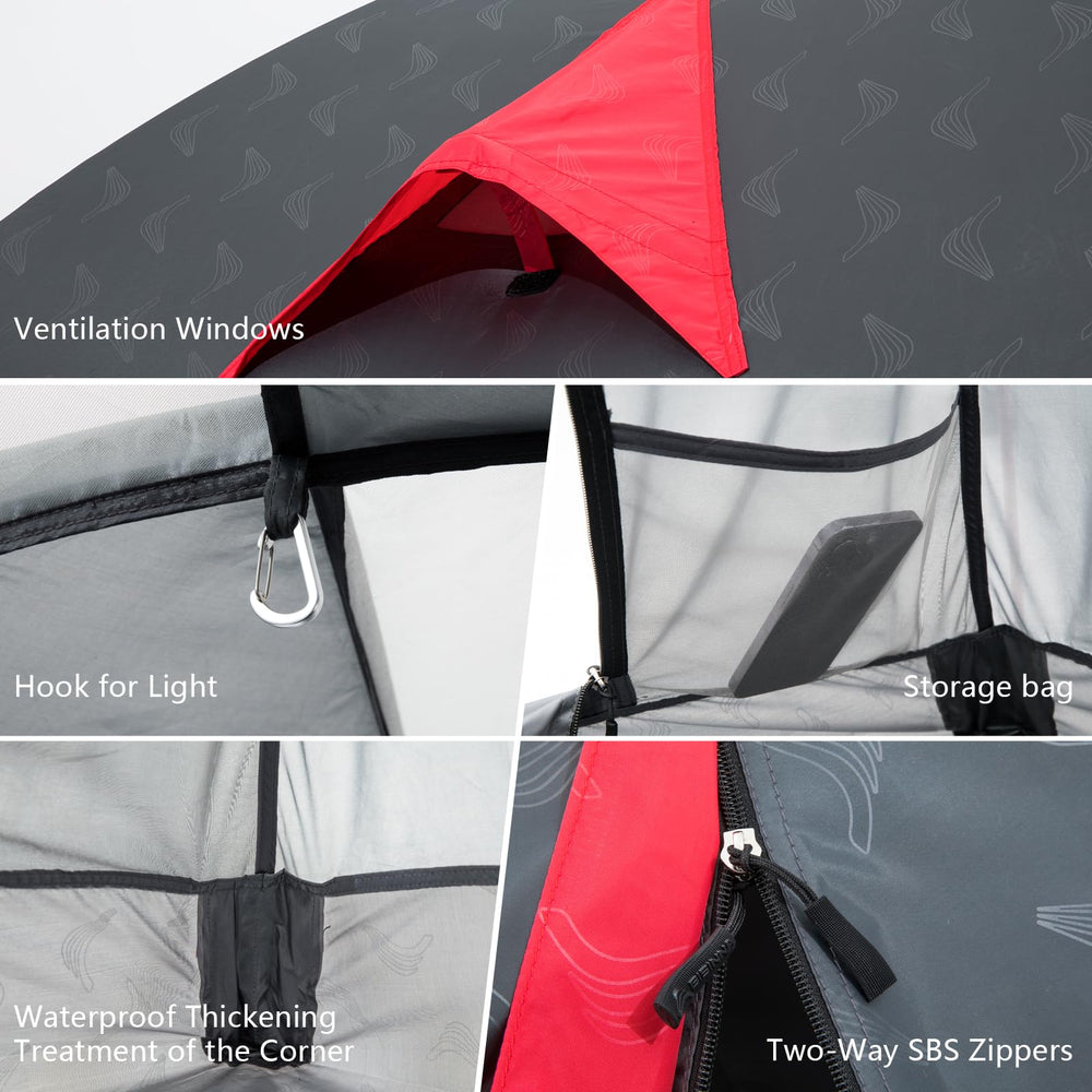 BISINNA tent with 8.5mm aluminum poles, demonstrating lightweight stability.