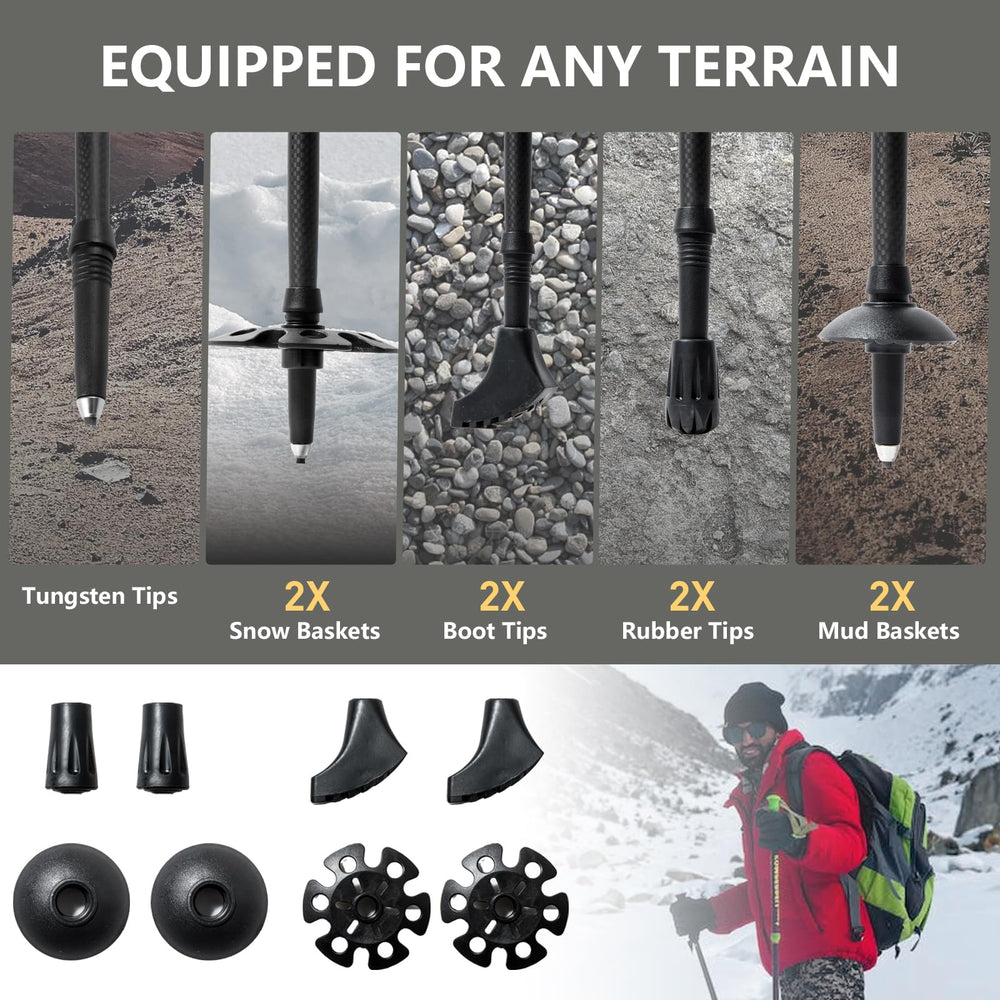 BISINNA mud and snow baskets included for all-season hikes.