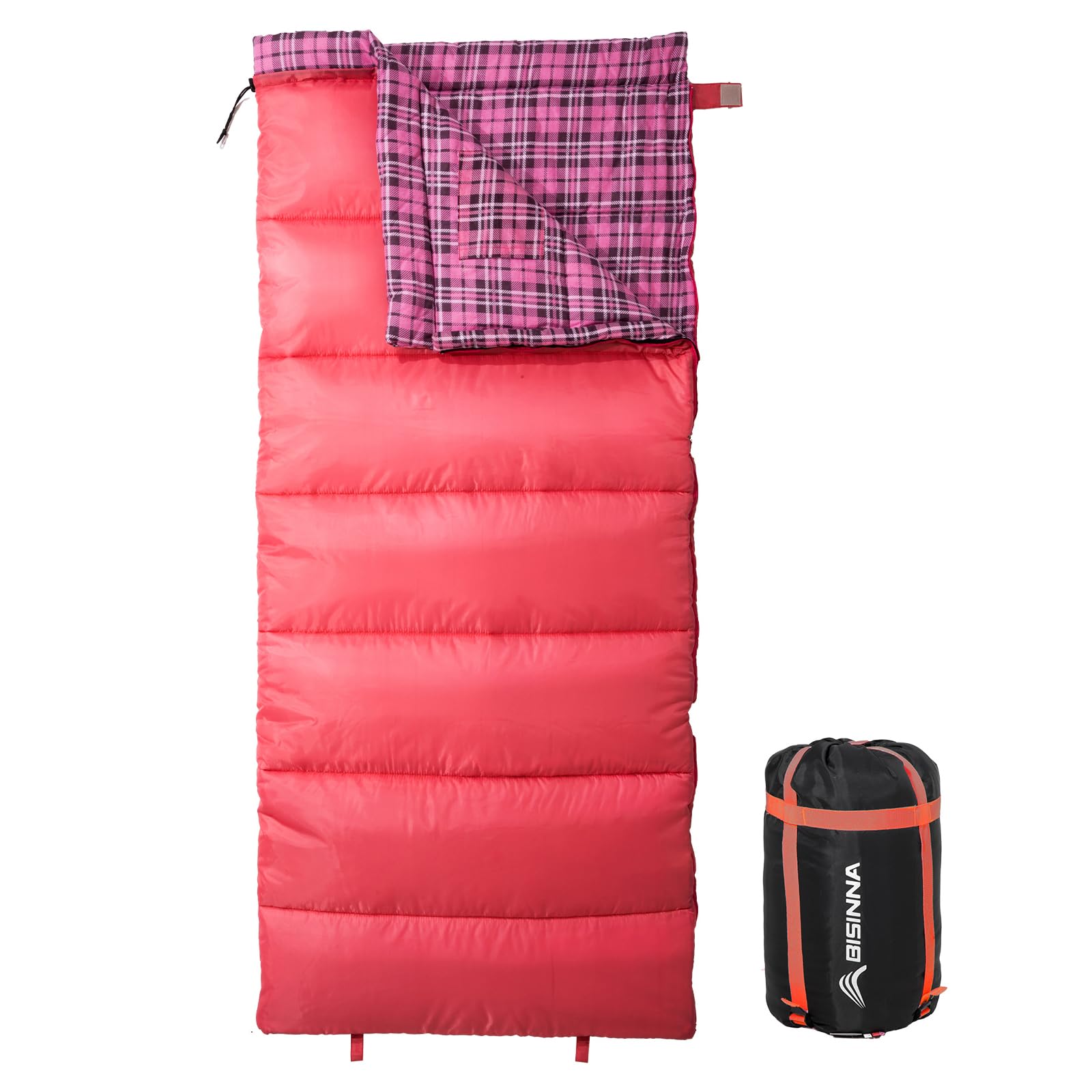 BISINNA sleeping bag with spacious 190x85 cm fit for tall hikers and unrestricted sleep.