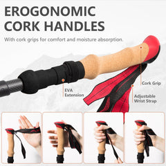 BISINNA trekking poles adjustable height range for hikers of all sizes.