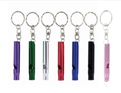 Bison whistle keychain in use attached to outdoor gear for quick access.