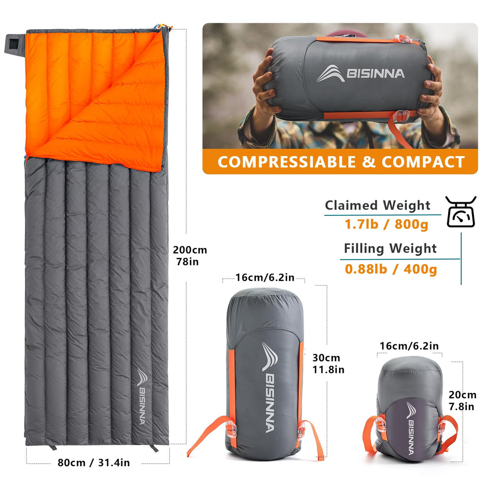 BISINNA envelope sleeping bag unfolded as a roomy blanket for indoor or outdoor lounging.
