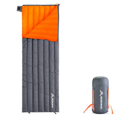 BISINNA ultralight sleeping bag packed compactly for backpacking, saving space on outdoor trips.