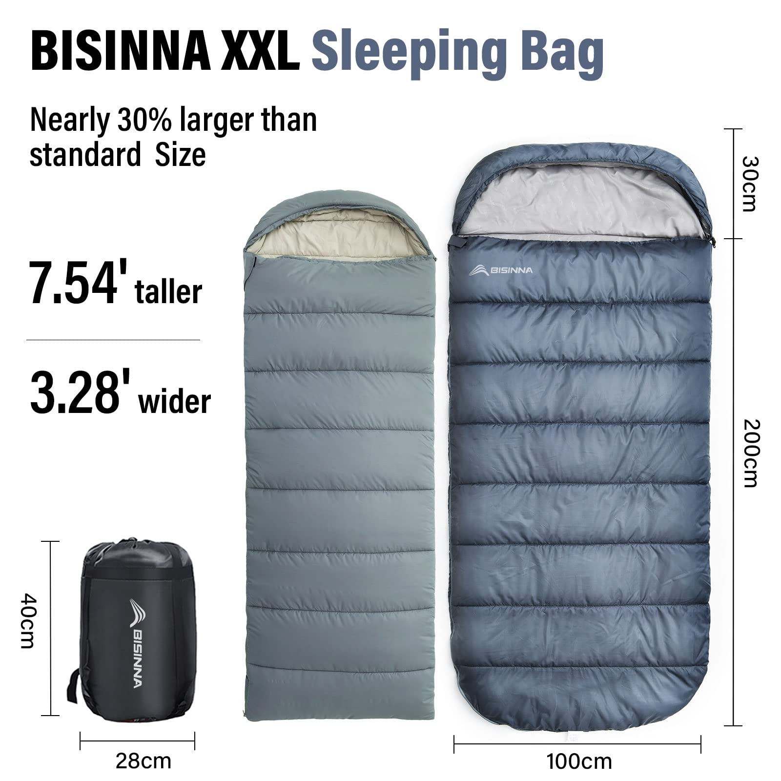 BISINNA XXL with compression sack shows easy packing for backpacking