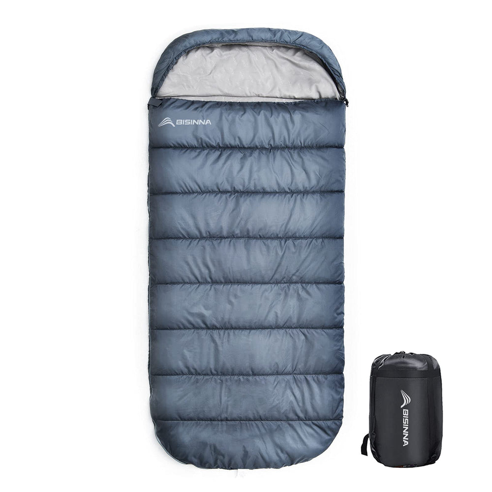 BISINNA XXL sleeping bag fully opened reveals ample room for turning and comfort