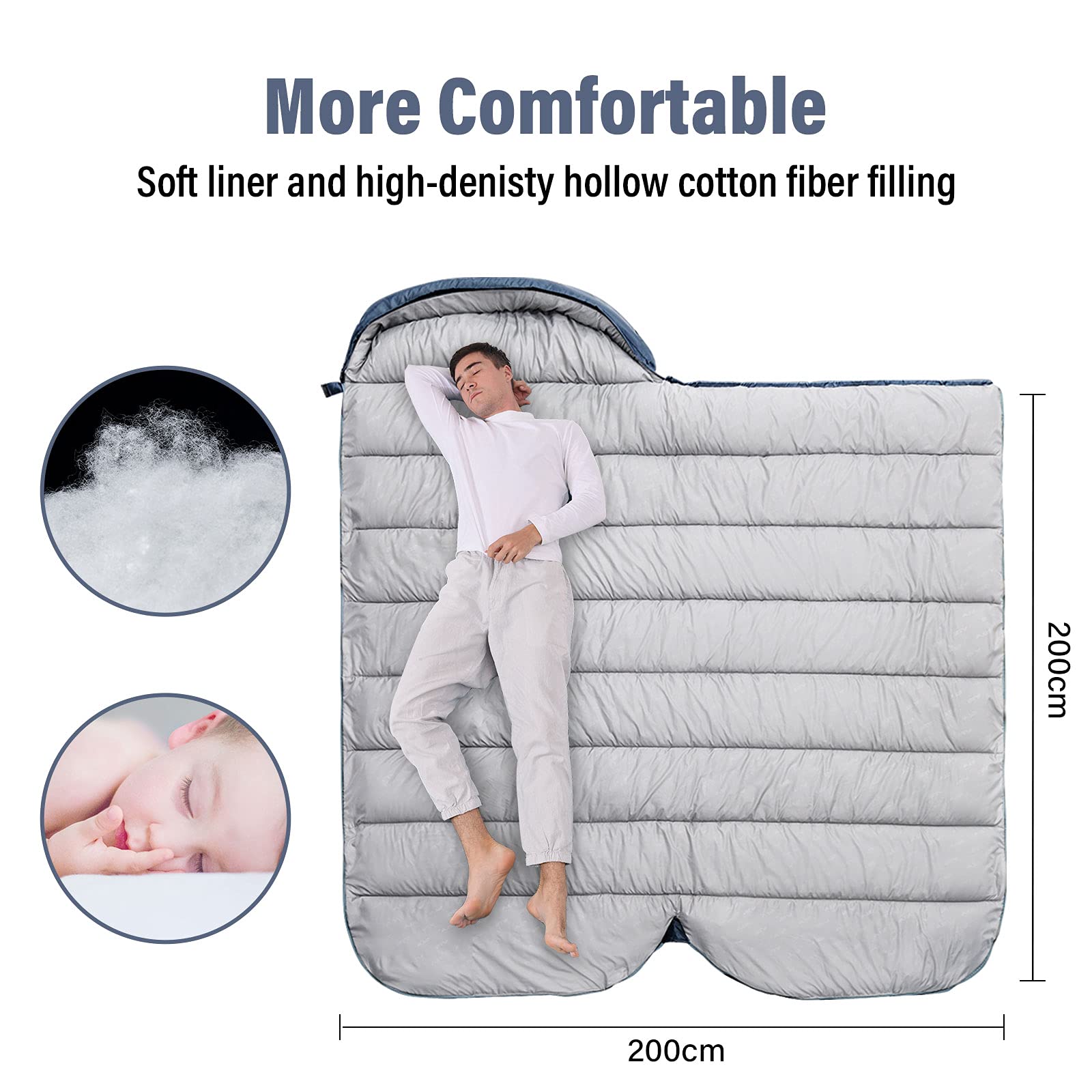 BISINNA XXL sleeping bag surface waterproof for damp nights