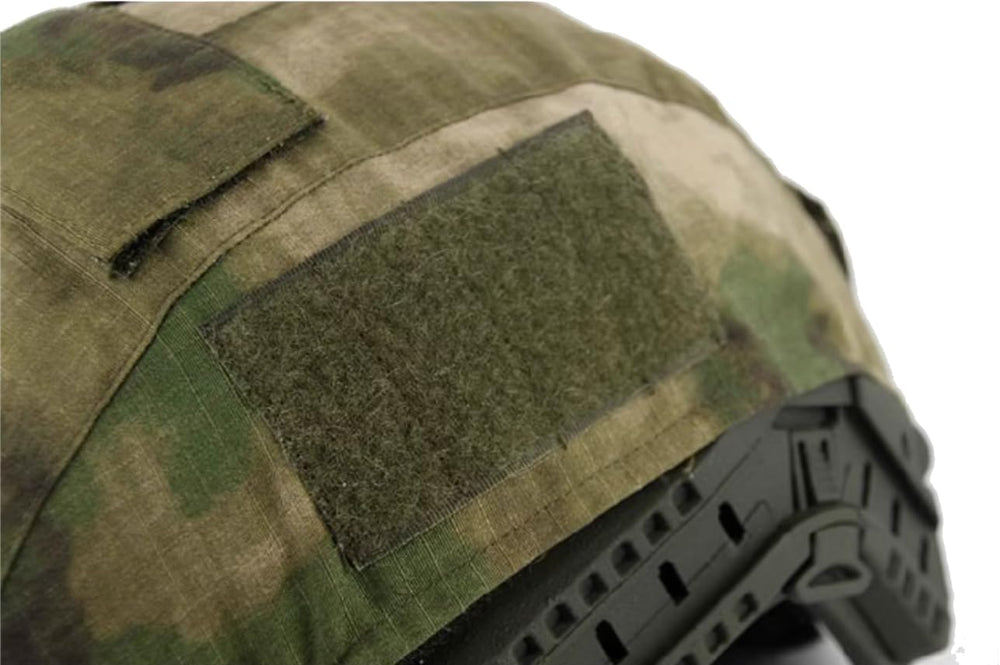 BisuGear helmet cover rear view with camouflage cover in place.