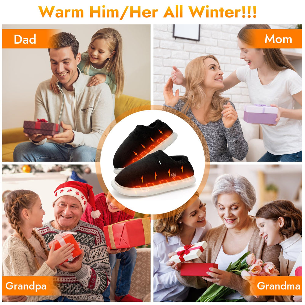 Biupky heated slippers non-slip sole for safe walking.