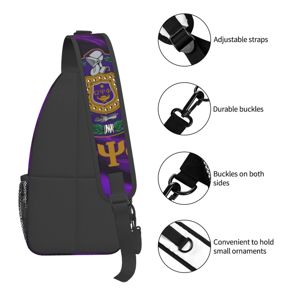 Bixinboy Psi Phi sling bag side pocket for easy quick-access items