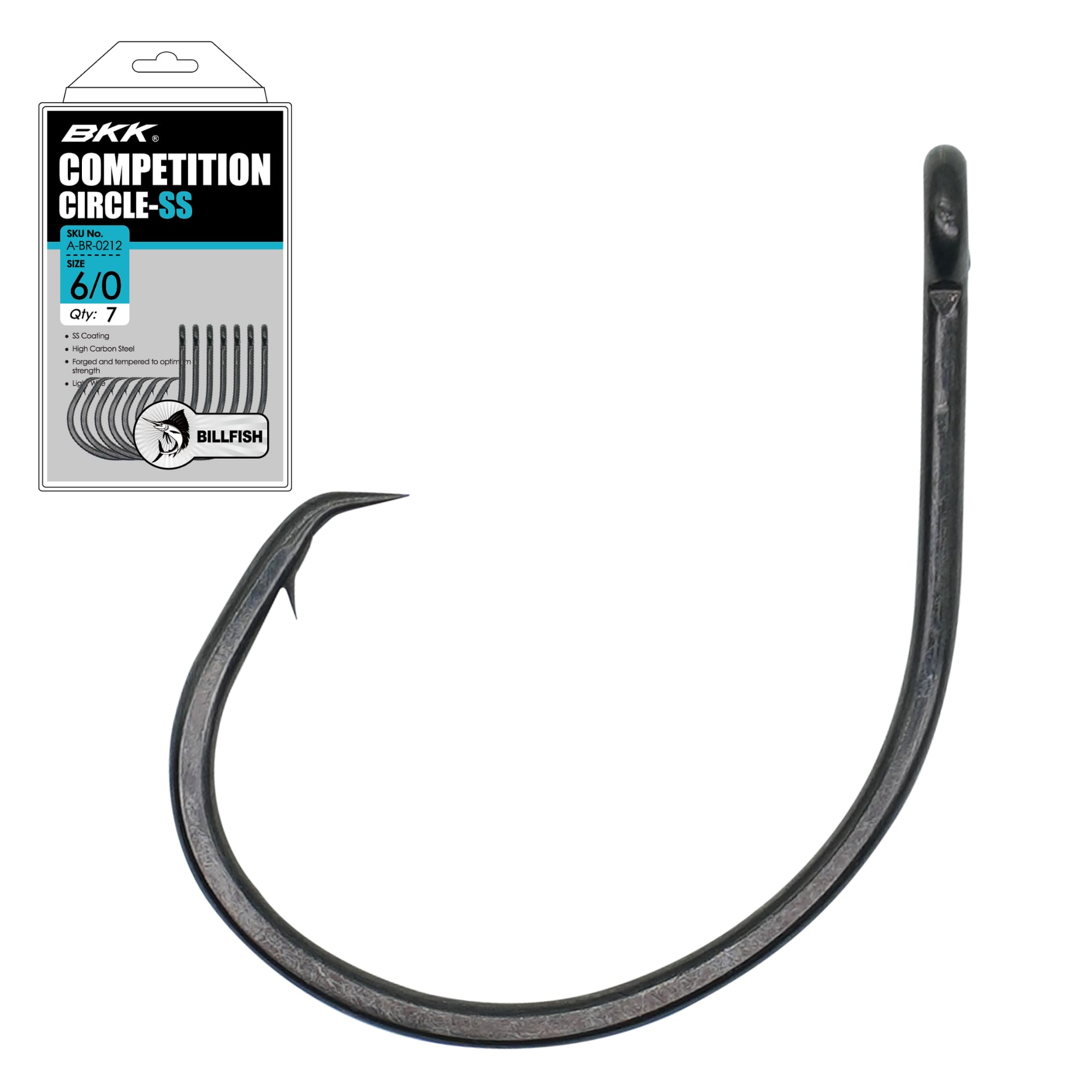 BKK Competition Circle Hook closeup highlighting Super Slide coating for smooth penetration.