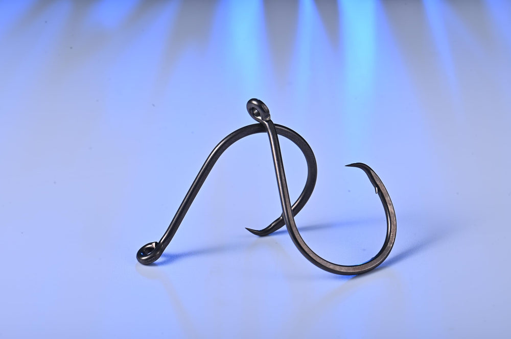 BKK inline heavy circle hook with 45-degree up-turned eye aiding clean snelling