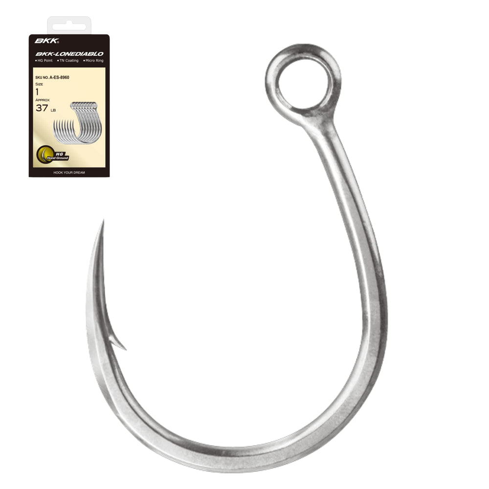 BKK Lonediablo single hook 3-pack with hand-ground point for decisive hooksets.