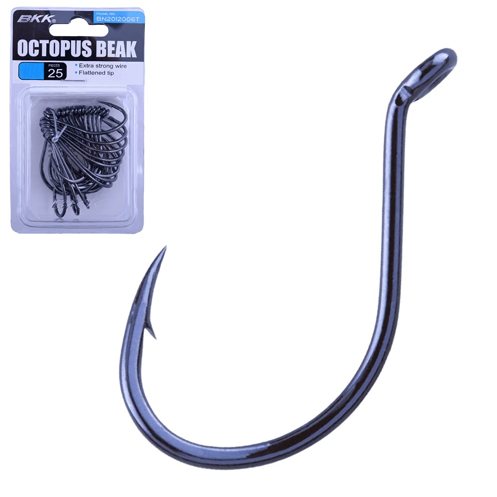 BKK Octopus Beak hook shows offset reverse point for better bites.