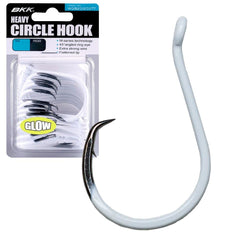 BKK Offset Heavy Circle Glow Hook 9/0 glow-paint on shank improves low-light visibility.