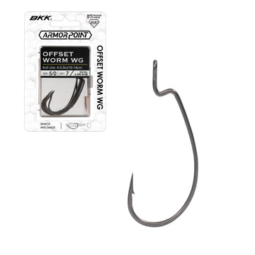BKK Offset Worm WG-2 close-up showing the Z-bend for quick rigging and reduced bait loss.