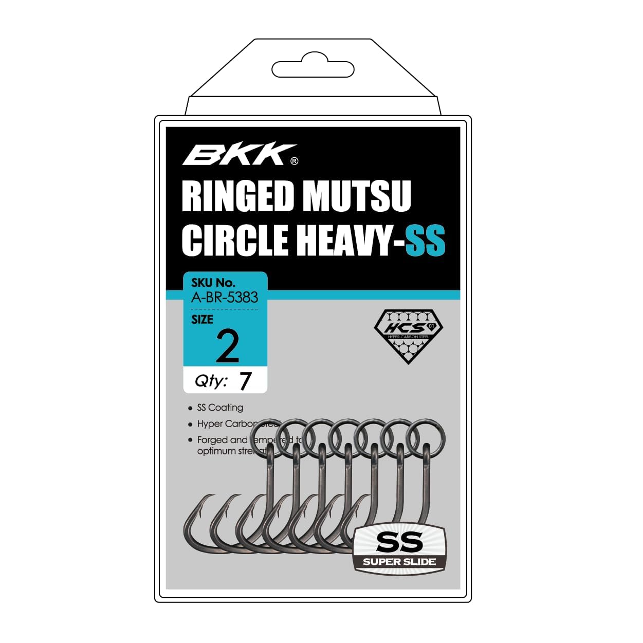 BKK Ringed MUTSU Circle Heavy-SS Hook #2 forged-shank angle emphasizes strength.