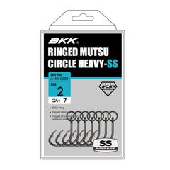 BKK Ringed MUTSU Circle Heavy-SS Hook #2 forged-shank angle emphasizes strength.