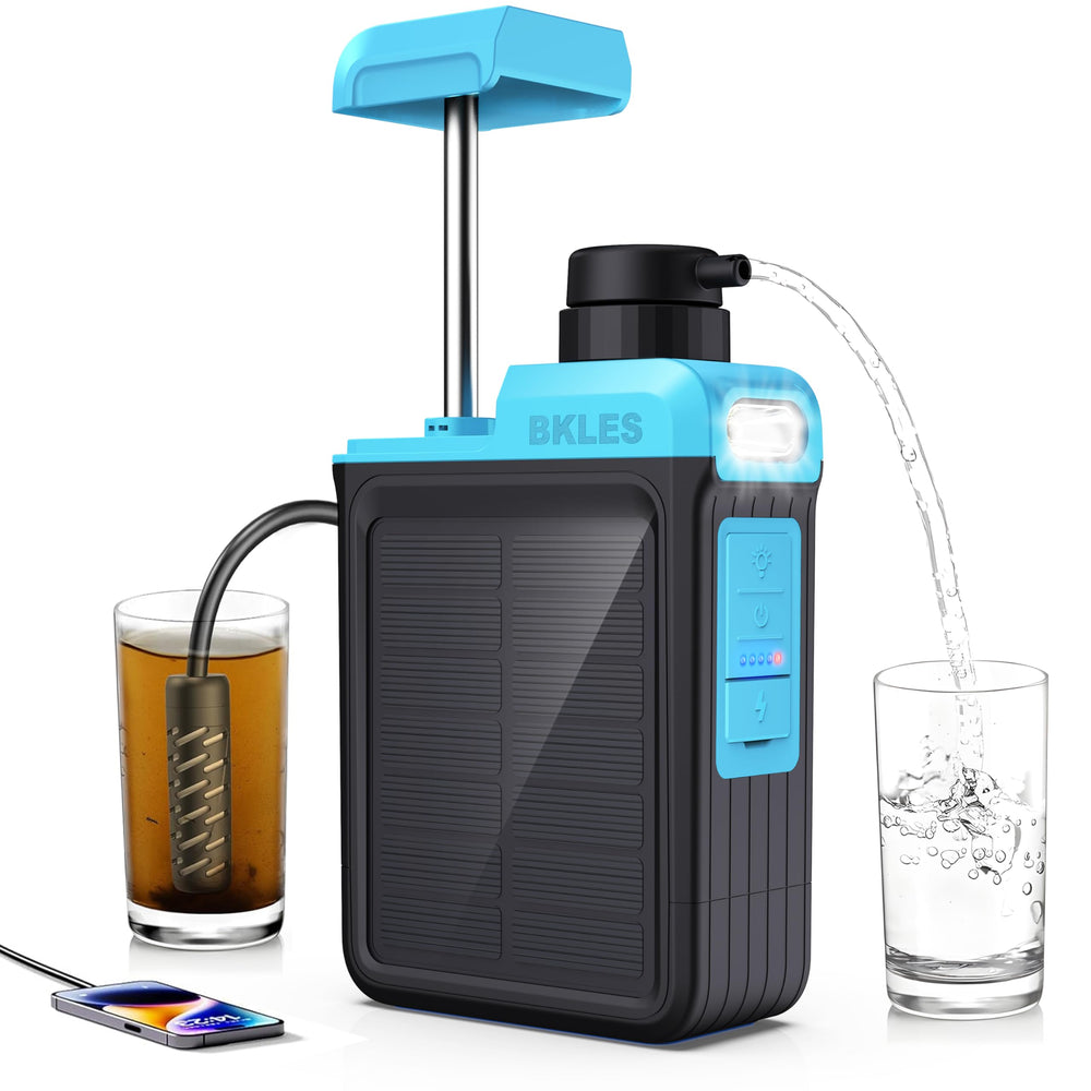 BKLES BK3000 front view shows portable solar water filter for outdoor use