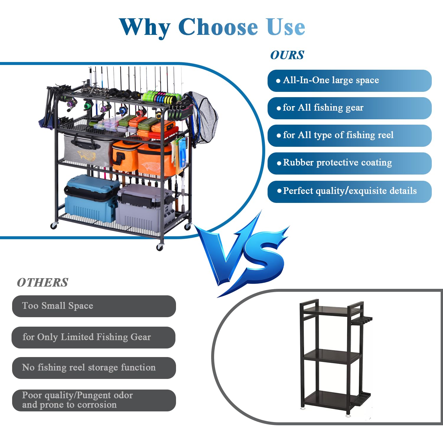 Easy-assemble metal fishing rod rack