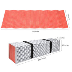BKS Foam backpacking sleeping pad open to reveal 72 by 22 inch area.