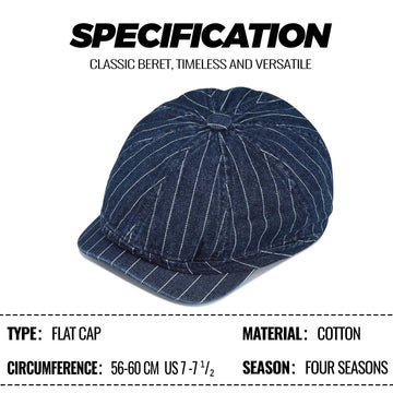 Adjustable back with metal ring on BL63 Blue newsboy cap
