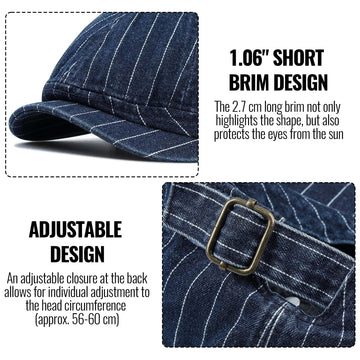 Unisex model wearing BL63 Blue denim newsboy cap