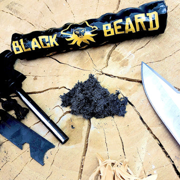 Black Beard Fire Starter Rope easy light for quick camping fires.
