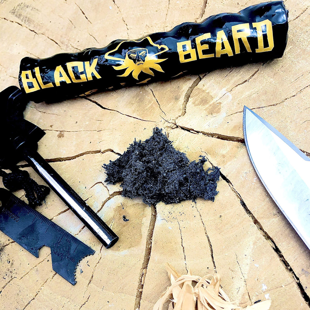 Black Beard Fire Starter Rope easy light for quick camping fires.