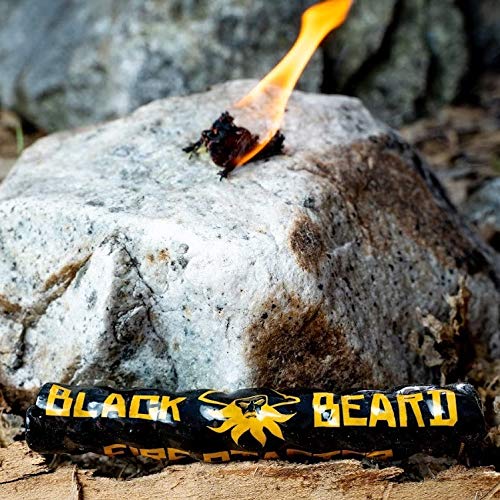 Black Beard Fire Starter Rope weatherproof for harsh outdoor conditions.