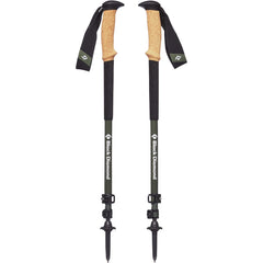 BLACK DIAMOND Alpine carbon cork trekking poles adjusted on trail for quick terrain changes