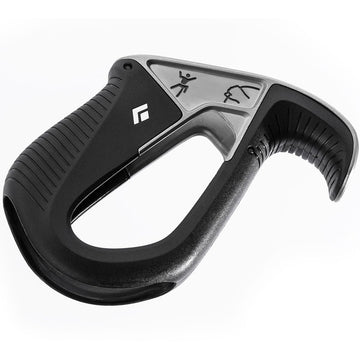 Black Diamond ATC Pilot belay device front view highlighting ergonomic handling.