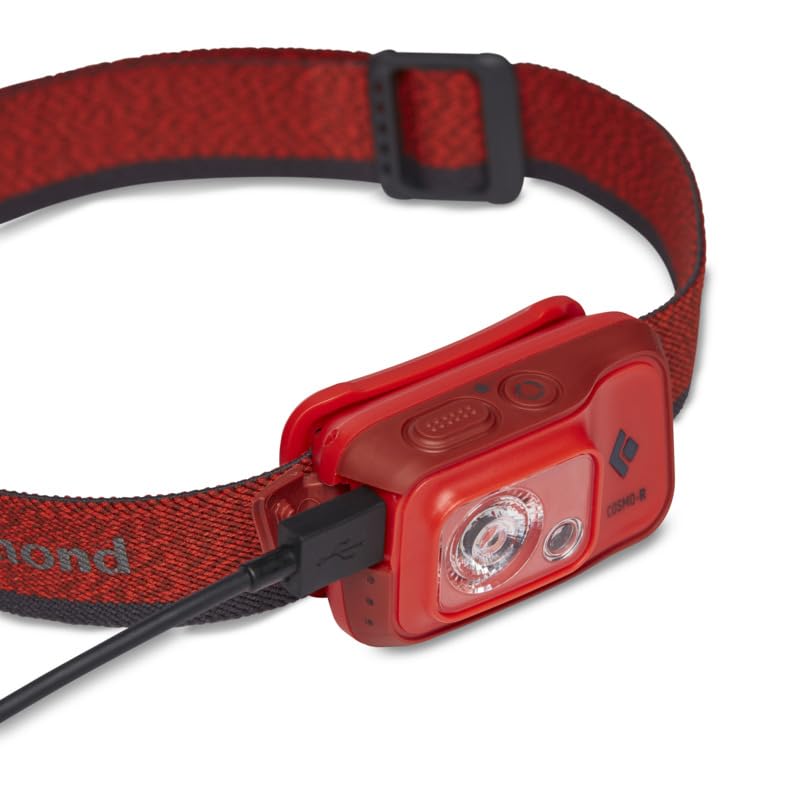 BLACK DIAMOND Cosmo 350-R adjustable headband ensures secure all-night wear