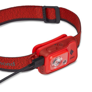 BLACK DIAMOND Cosmo 350-R adjustable headband ensures secure all-night wear