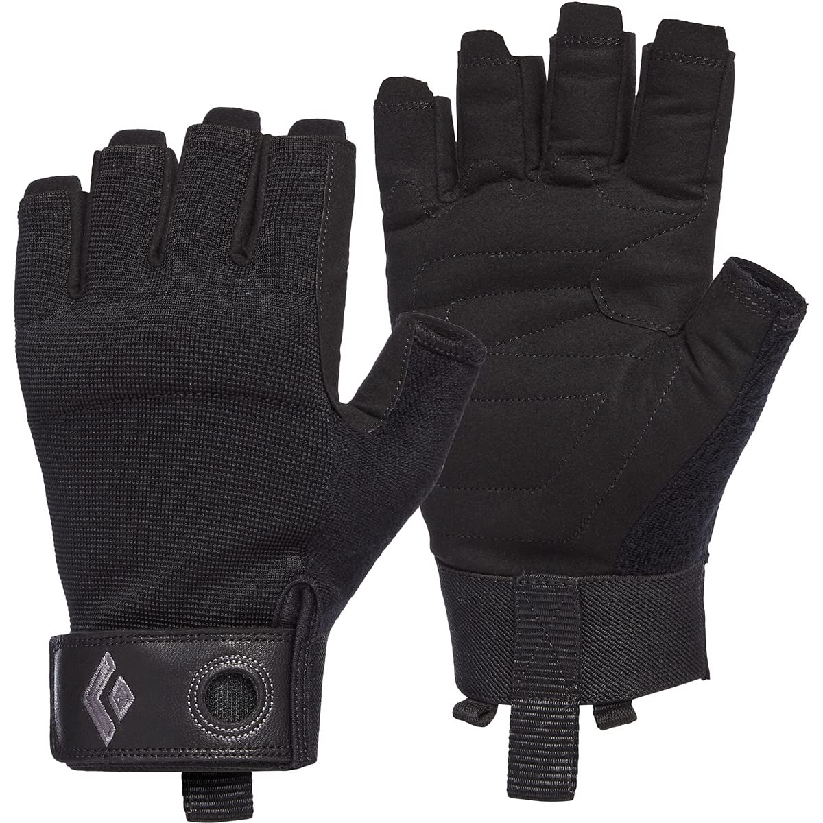 Black Diamond Crag Half-Finger Gloves palm enhances grip on ropes and belay devices