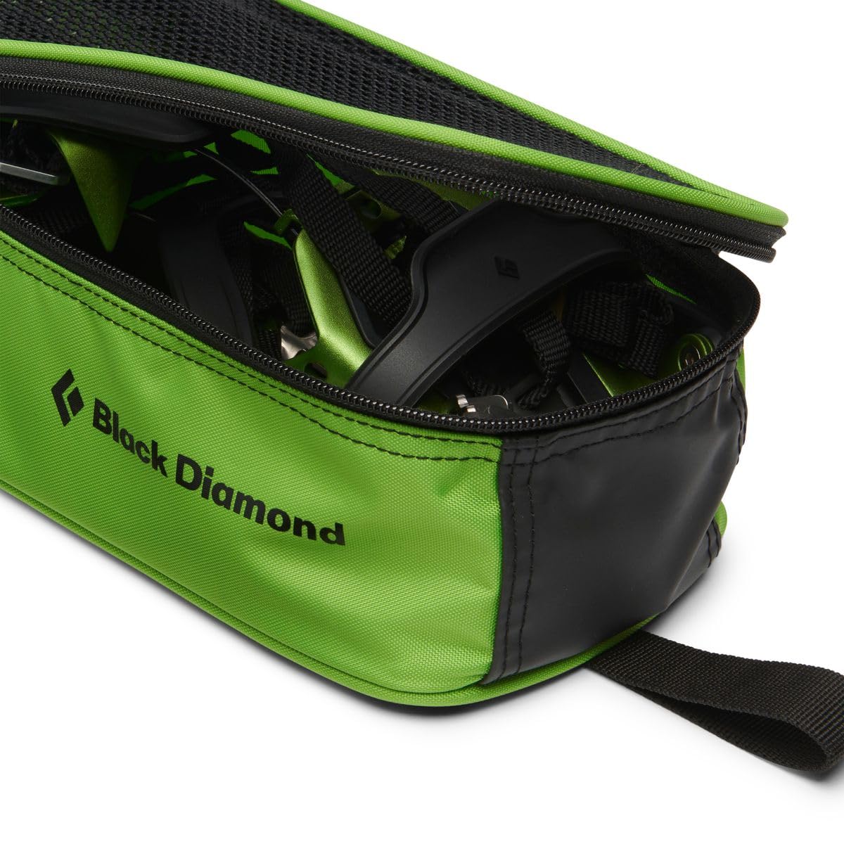 Black Diamond crampon bag with vented lid shows organized packing on trips