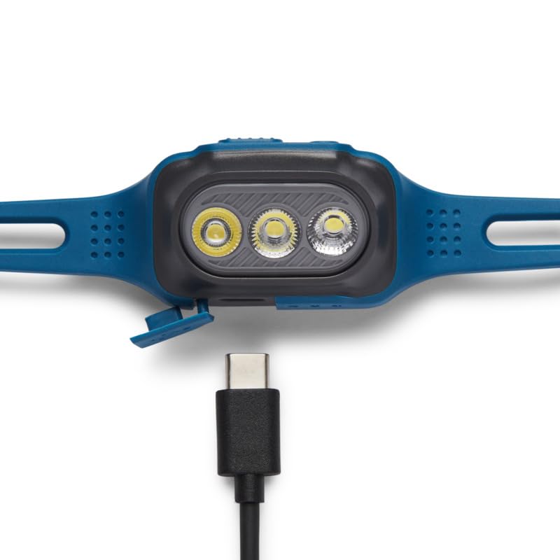 Black Diamond Deploy 325 headlamp beam adjustment for precise trail visibility.
