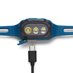 Black Diamond Deploy 325 headlamp beam adjustment for precise trail visibility.