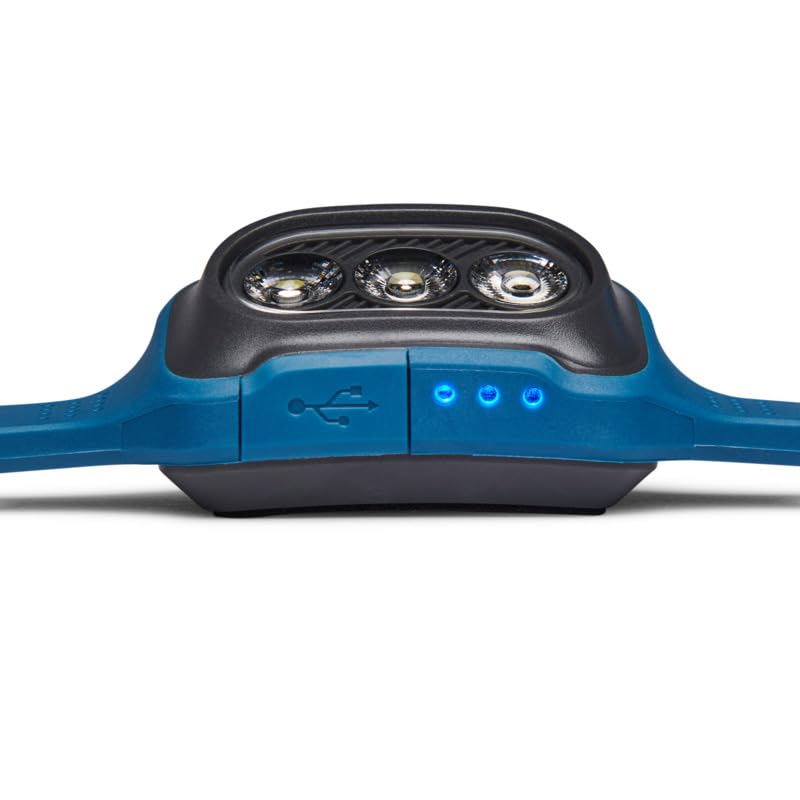 Black Diamond Deploy 325 headlamp IPX4 protection for wet weather use.