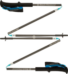 Black Diamond Distance Carbon Z trekking pole extended for stable ascents.