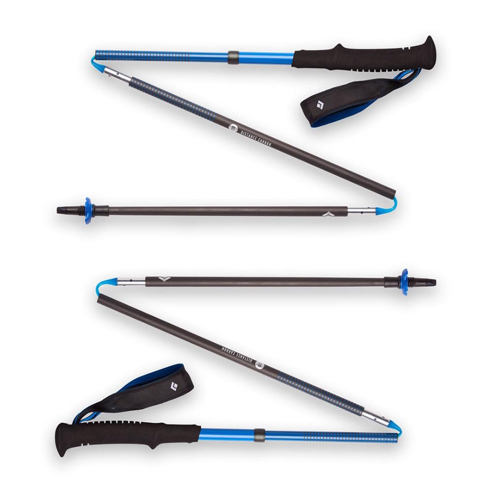 Black Diamond Distance Carbon Z poles extended view for fast packing and on-trail stability.