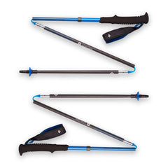 Black Diamond Distance Carbon Z poles folded for compact travel storage