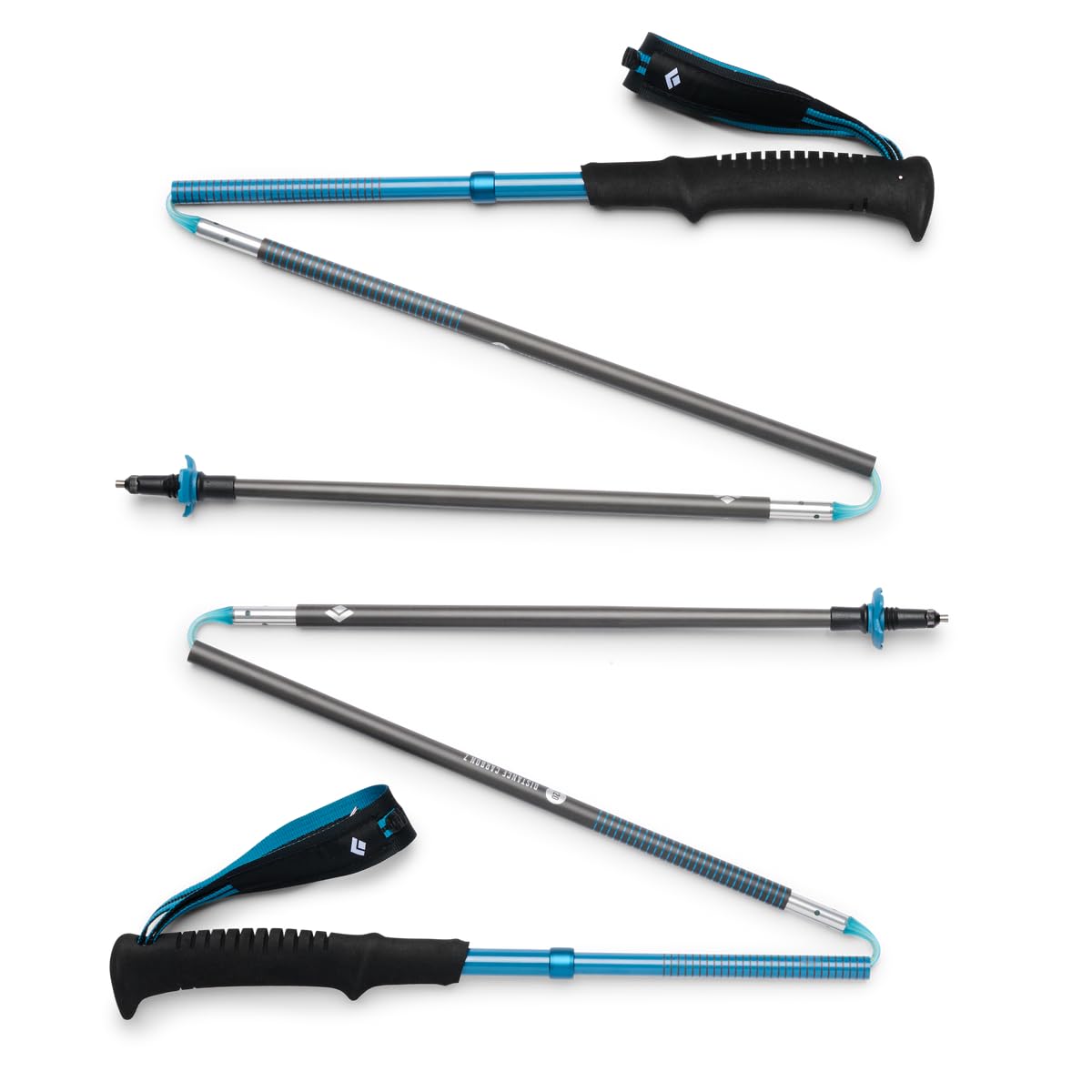 Black Diamond Distance Carbon Z trekking poles in Desert Sky for ultralight stability on trails.